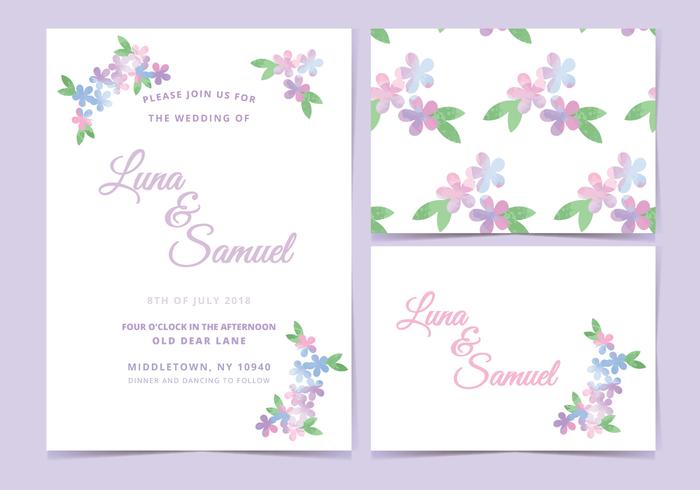 Invitation de mariage de vecteur lilas rose