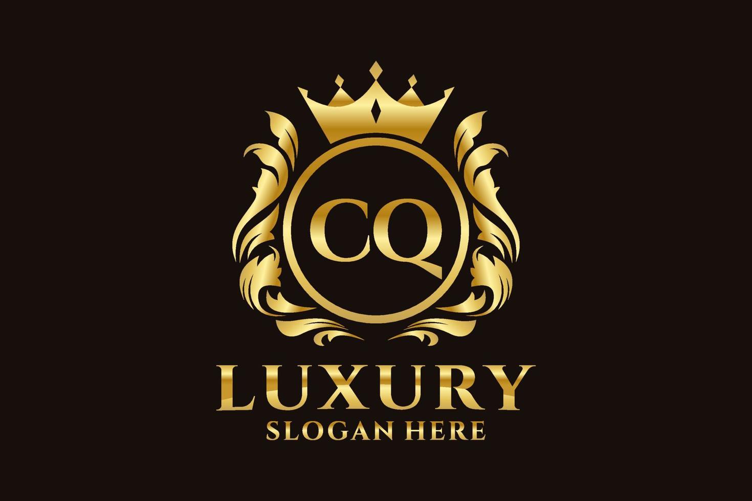 modèle de logo de luxe royal lettre cq initiale dans l'art vectoriel pour les projets de marque de luxe et autres illustrations vectorielles.