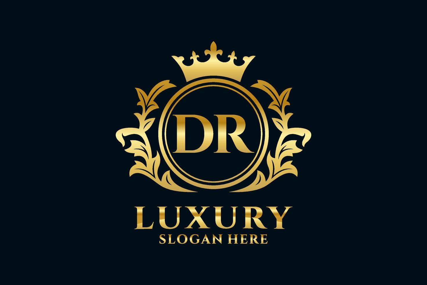 modèle initial de logo de luxe royal de lettre dr dans l'art vectoriel pour des projets de marque luxueux et d'autres illustrations vectorielles.