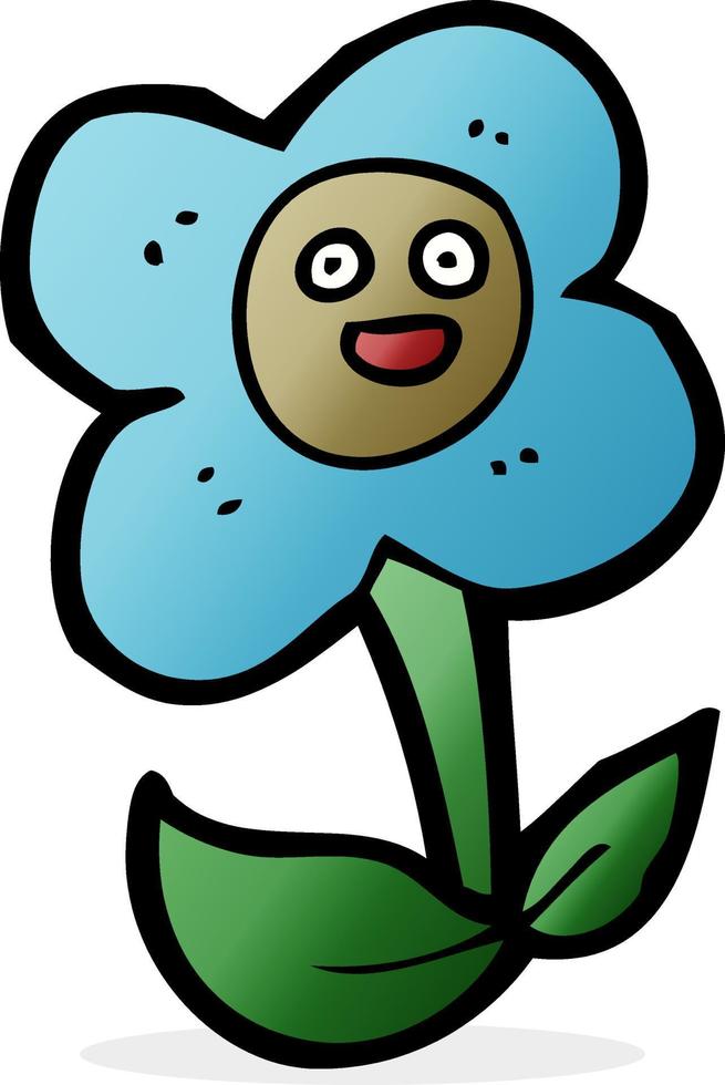 fleur de dessin animé avec visage vecteur