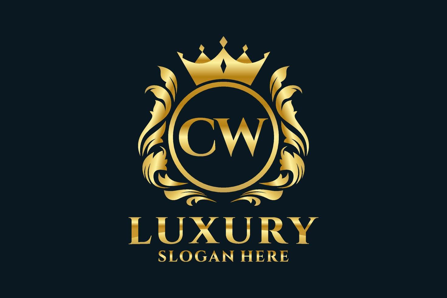 modèle de logo de luxe royal lettre initiale cw dans l'art vectoriel pour les projets de marque luxueux et autres illustrations vectorielles.