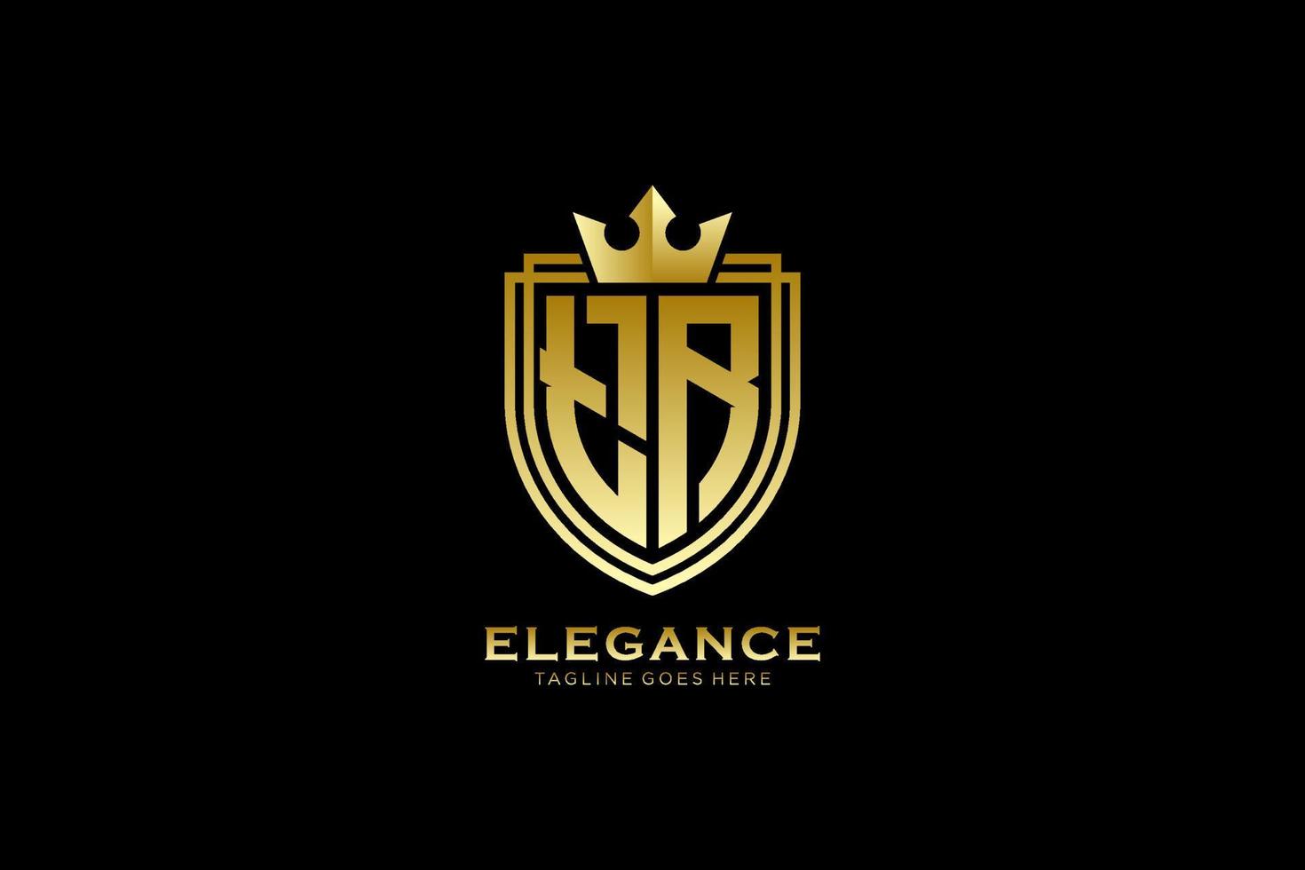 logo monogramme de luxe élégant initial ou modèle de badge avec volutes et couronne royale - parfait pour les projets de marque de luxe vecteur