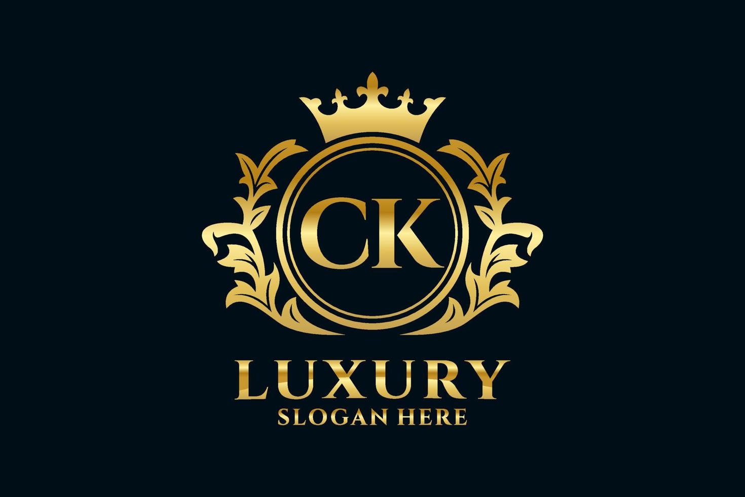 modèle initial de logo de luxe royal de lettre ck dans l'art vectoriel pour des projets de marque luxueux et d'autres illustrations vectorielles.