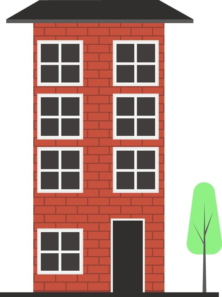 bâtiment rouge, illustration, vecteur sur fond blanc.