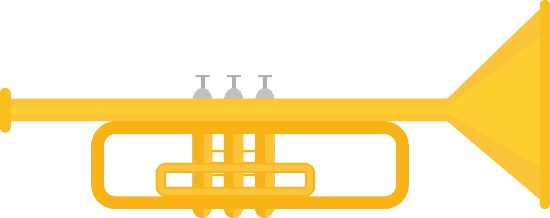 trompette d'or, illustration, vecteur sur fond blanc.