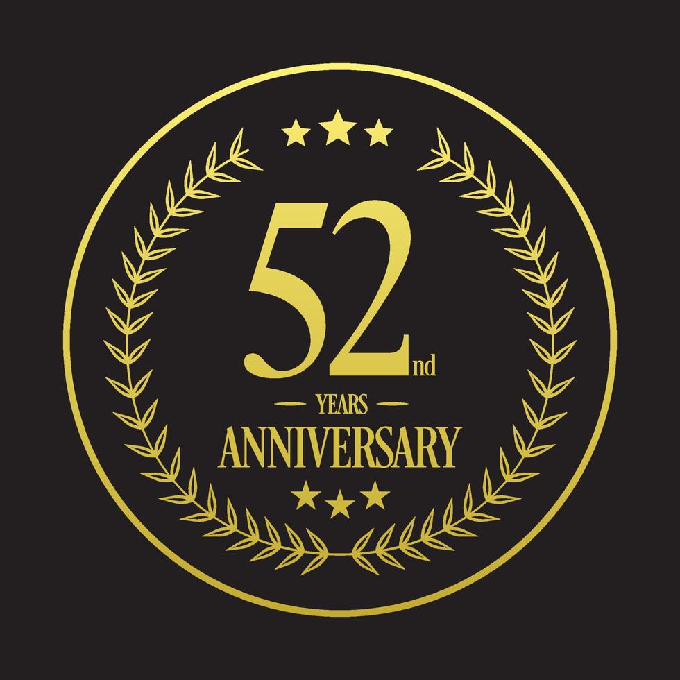 vecteur d'illustration de logo de luxe 52e anniversaire. illustration vectorielle gratuite vecteur gratuit