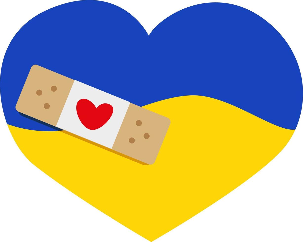 forme de coeur avec les couleurs du drapeau ukrainien. soutenir l'ukraine, aider les réfugiés. amour et paix pour le peuple ukrainien. simple logo. illustration vectorielle. vecteur