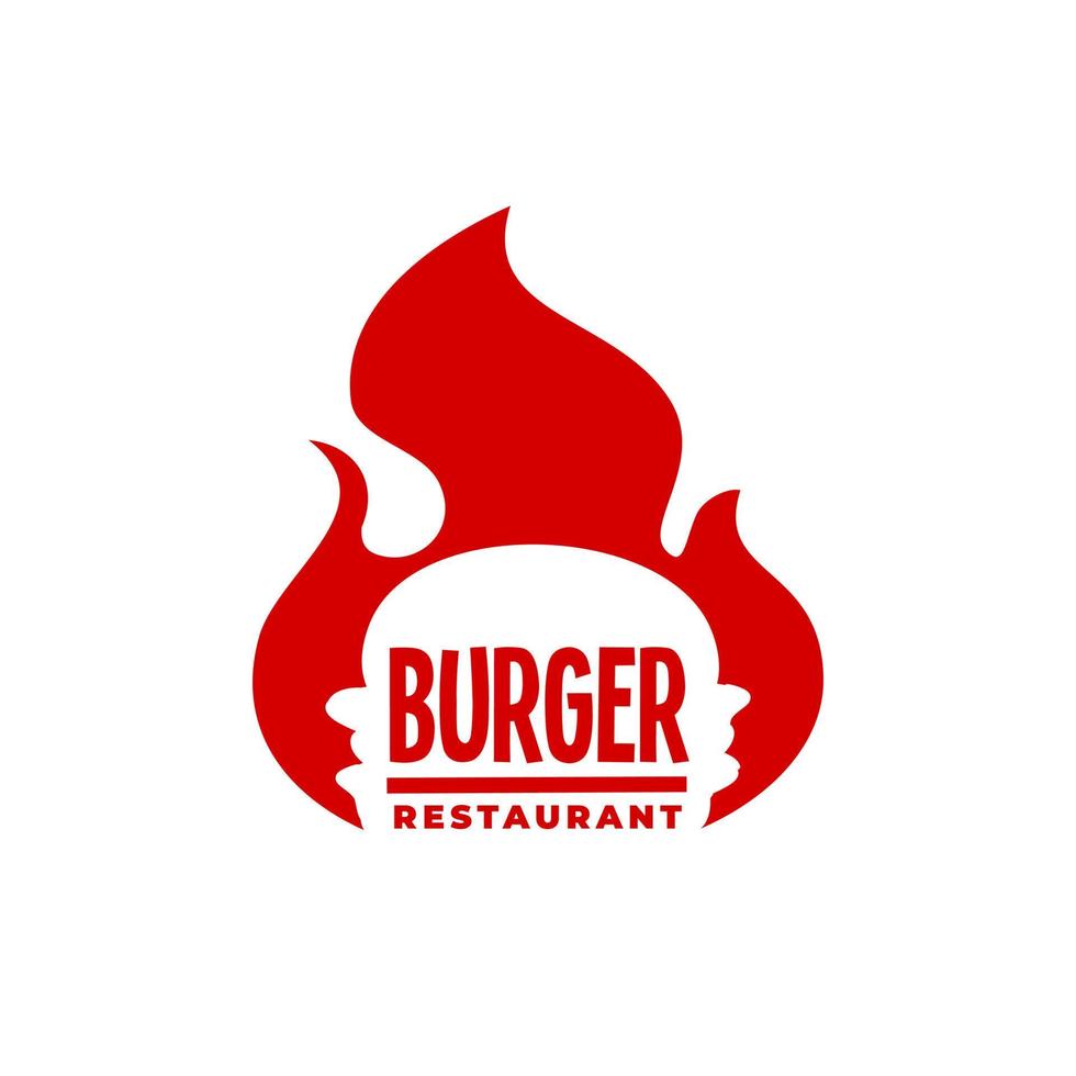 illustration d'un hamburger à l'intérieur d'une flamme. pour un restaurant de burger ou toute entreprise liée au burger. vecteur