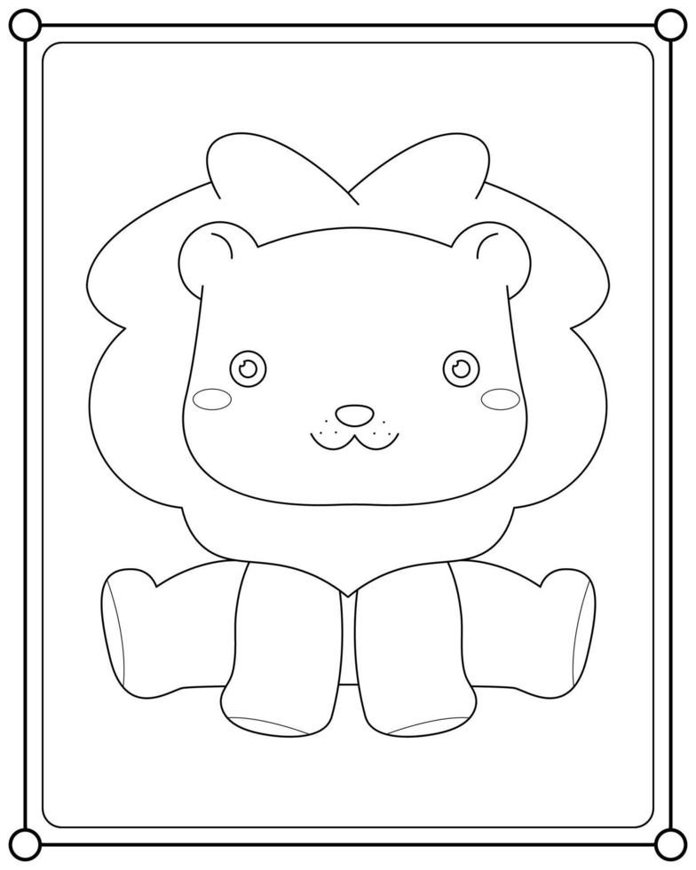 lion mignon adapté à l'illustration vectorielle de la page de coloriage pour enfants vecteur