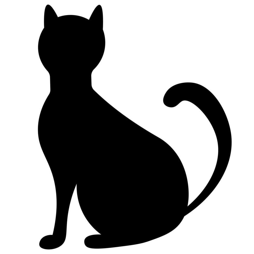 chat noir. silhouette. illustration vectorielle. contour sur un fond isolé. style plat. esquisser. un animal de compagnie. symbole d'Halloween. création associée aux présages et aux superstitions. animal pelucheux. vecteur