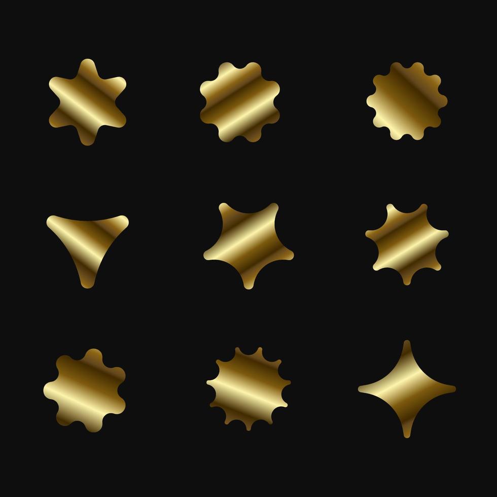 ensemble de neuf collections de boutons d'étoiles scintillantes plates de luxe, or moderne d'étoiles de clin d'œil utilisées pour l'effet et la conception de modèles vectoriels d'éléments célèbres vecteur