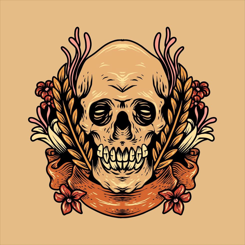 conception de crâne et de fleurs vecteur
