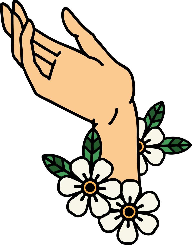 tatouage traditionnel d'une main vecteur
