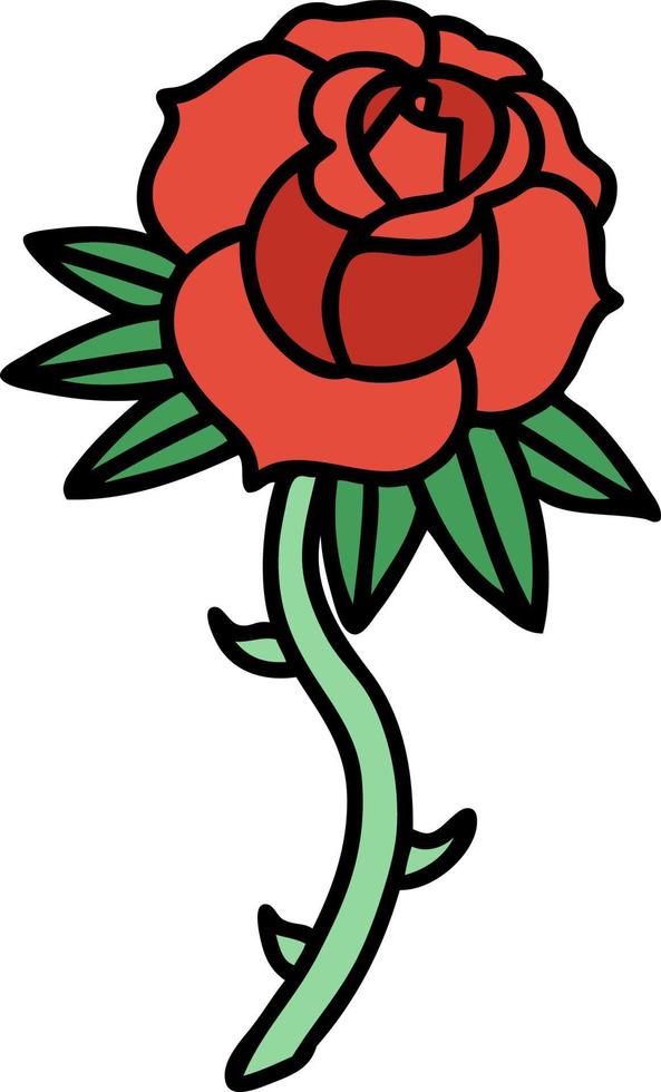 tatouage traditionnel d'une rose vecteur
