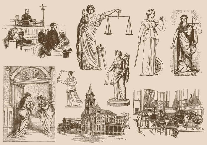 Dessins de loi et de justice vecteur