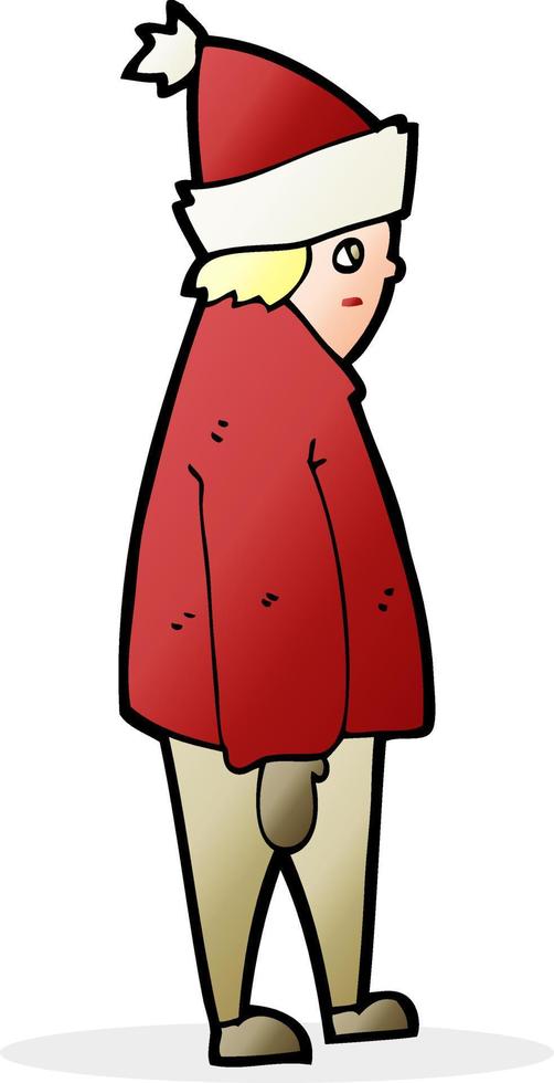 personnage de dessin animé en vêtements d'hiver vecteur