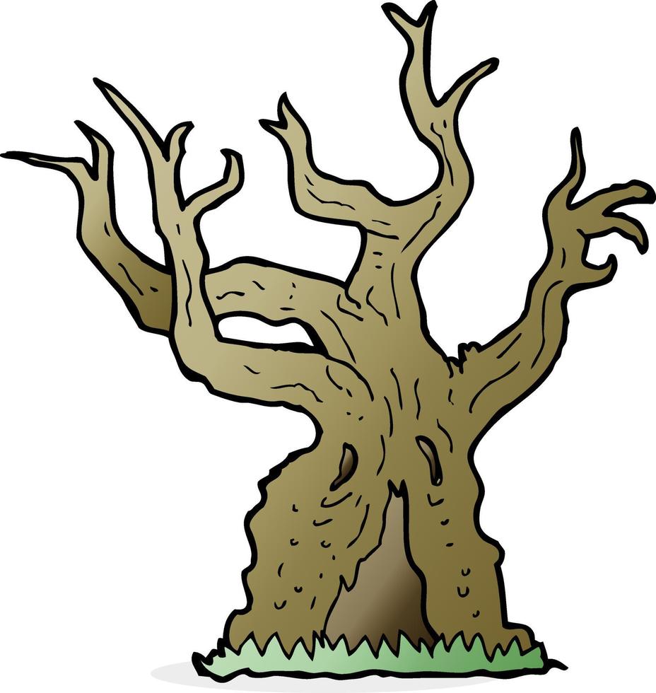 vieil arbre effrayant de dessin animé vecteur