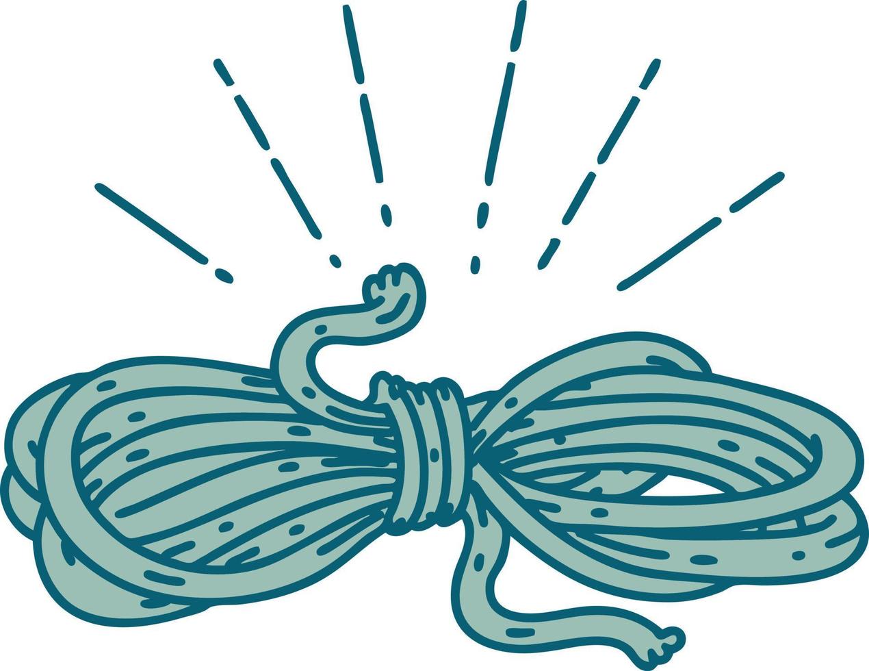 illustration d'une corde enroulée de style tatouage traditionnel vecteur