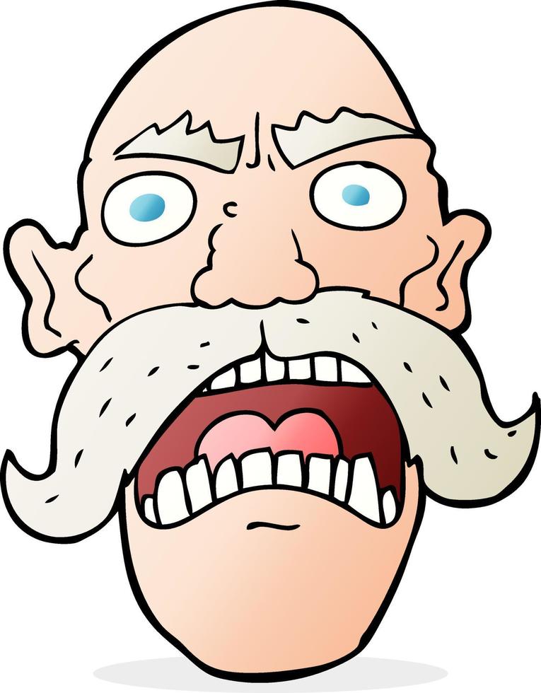 dessin animé vieil homme en colère vecteur