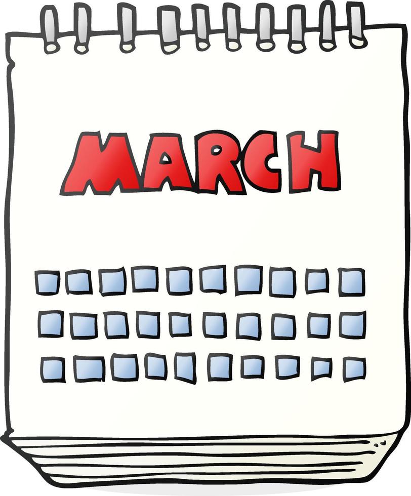 calendrier de mars de dessin animé vecteur