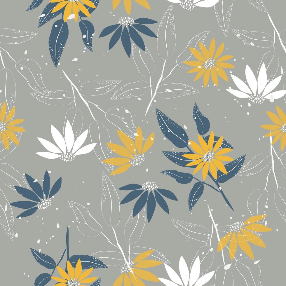 joli motif de fleurs vintage jaune élégant vecteur