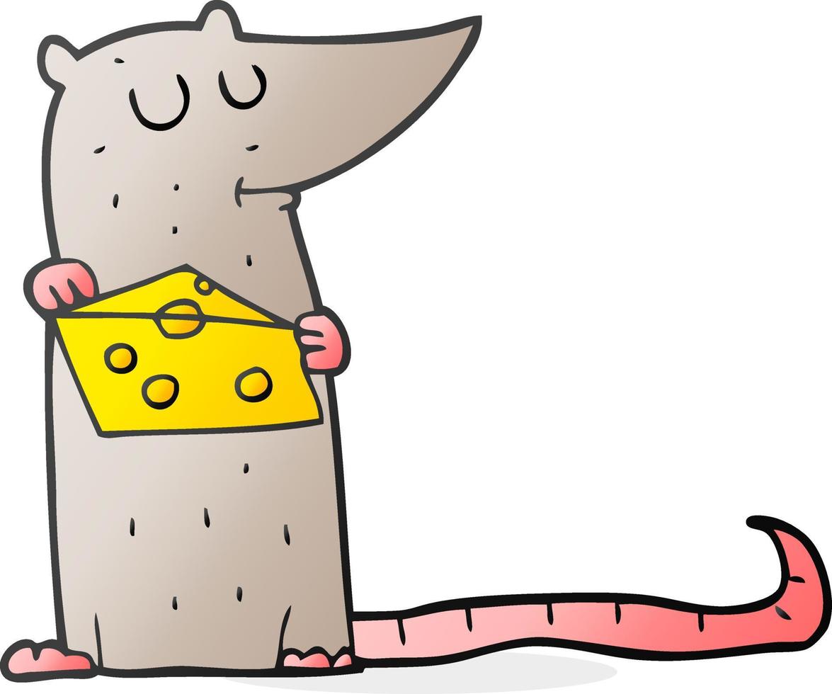 souris de dessin animé avec du fromage vecteur