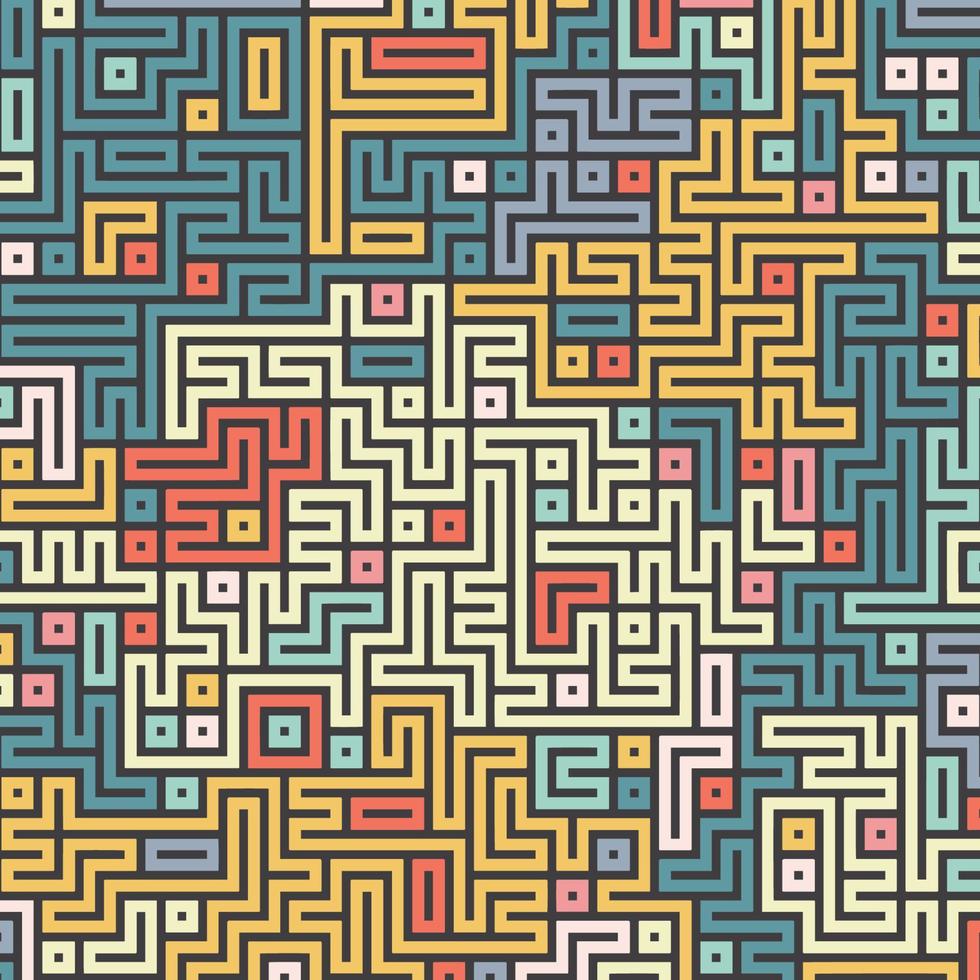fond de style labyrinthe de couleur rétro vecteur