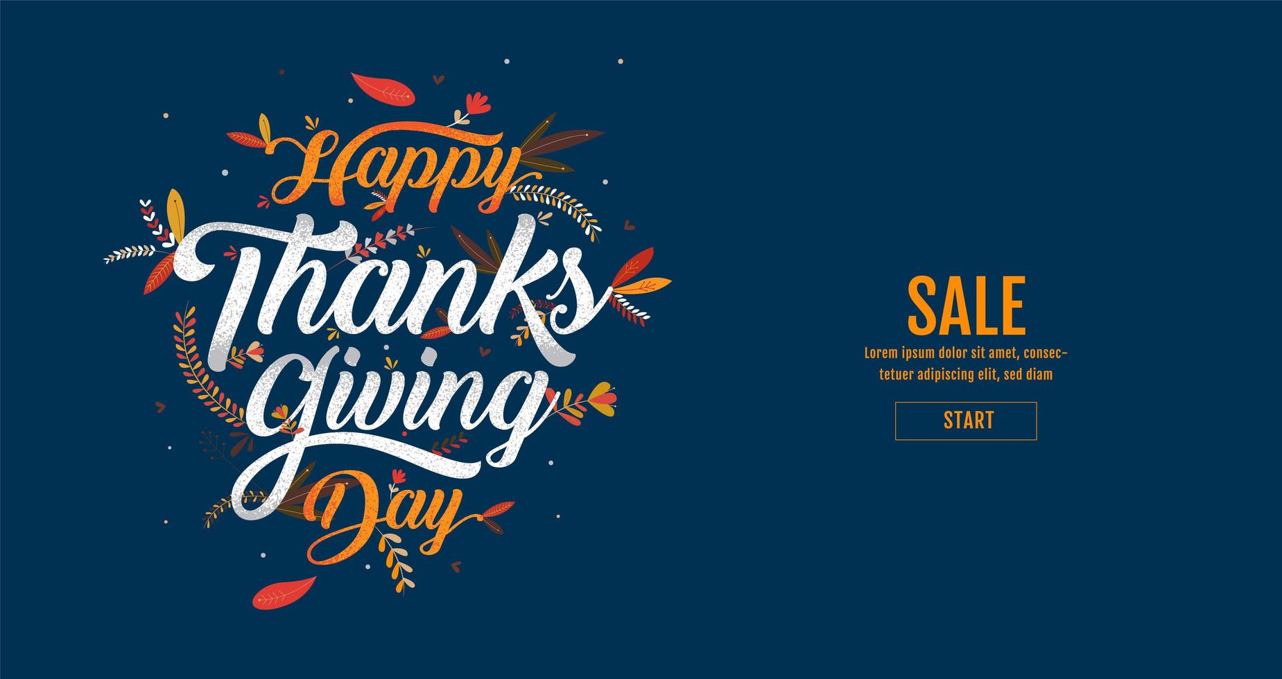 affiche de vente de typographie joyeux thanksgiving vecteur