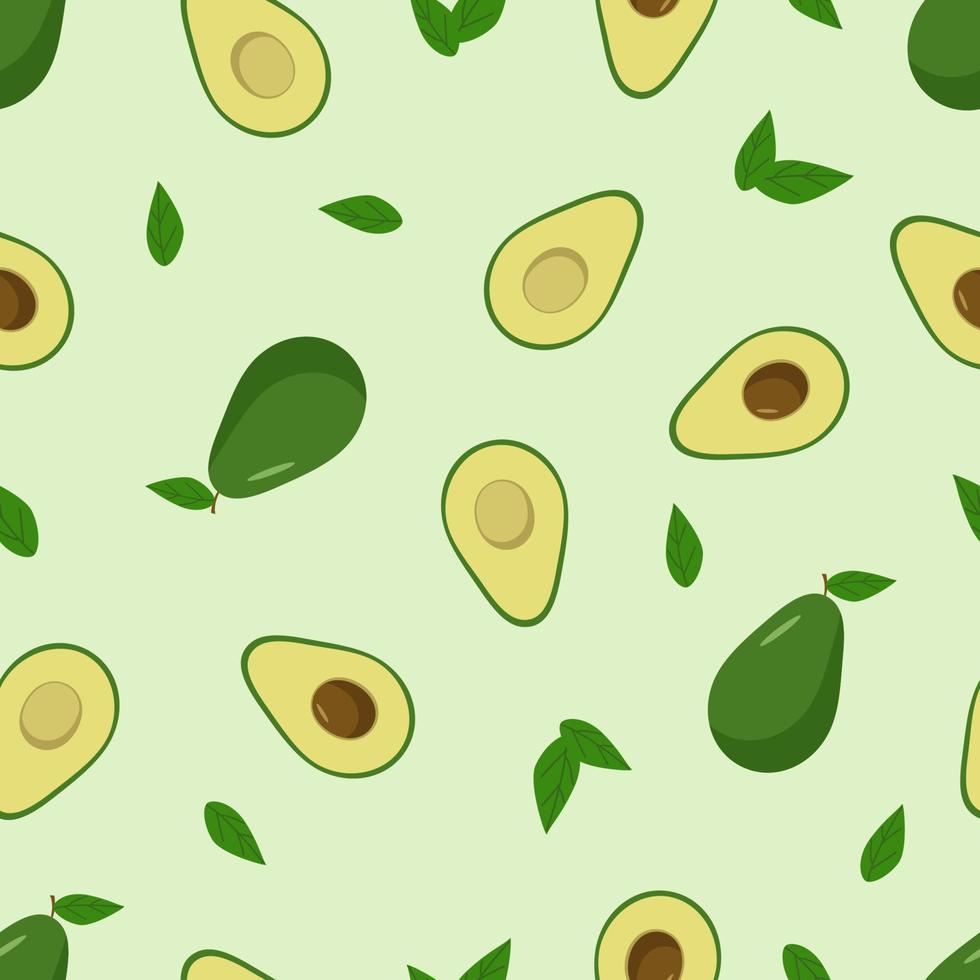 ensemble d'avocats à motif sans couture et moitiés avec un os. illustration vectorielle de fruits frais d'avocat. vecteur