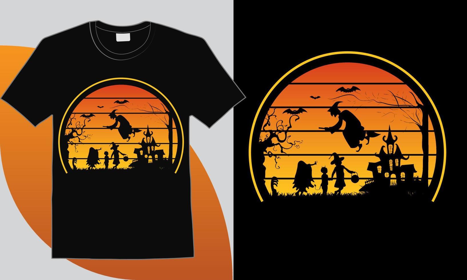 conception de t-shirt vintage halloween silhouette halloween vecteur