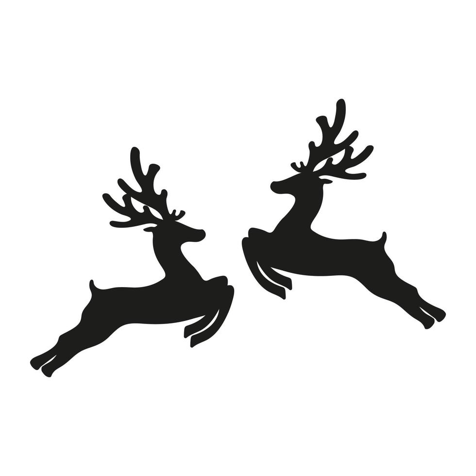renne adulte et bébé cerf sautant sur fond blanc vecteur