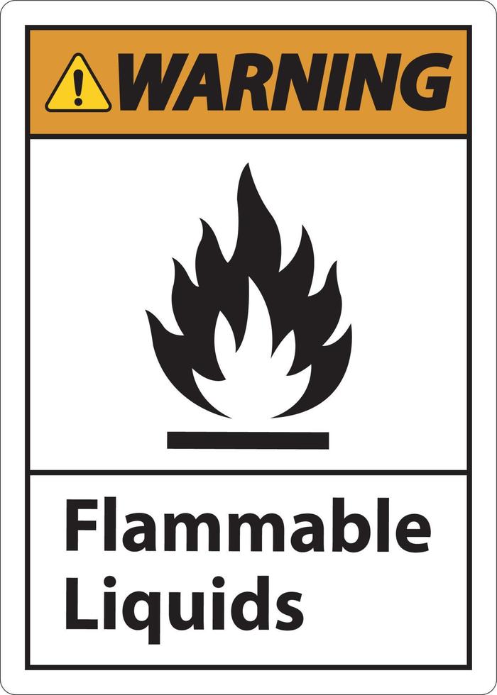 Panneau d'avertissement de liquides inflammables sur fond blanc vecteur