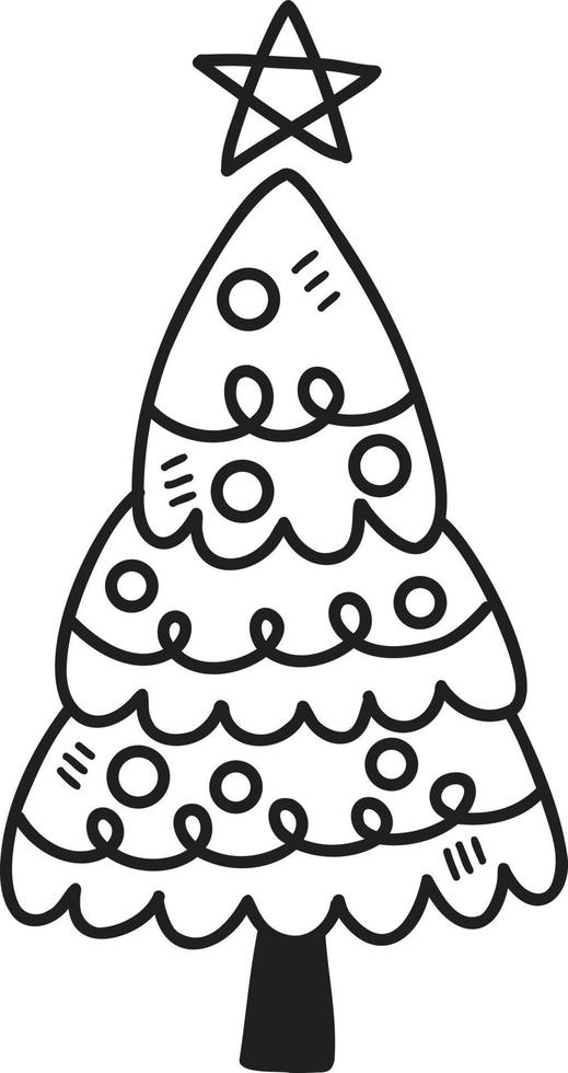 illustration d'arbre de noël dessiné à la main vecteur