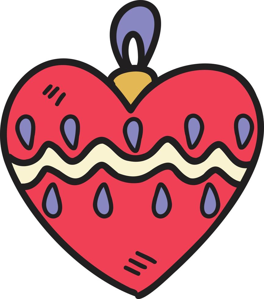 illustration de décorations de noël en forme de coeur dessinés à la main vecteur
