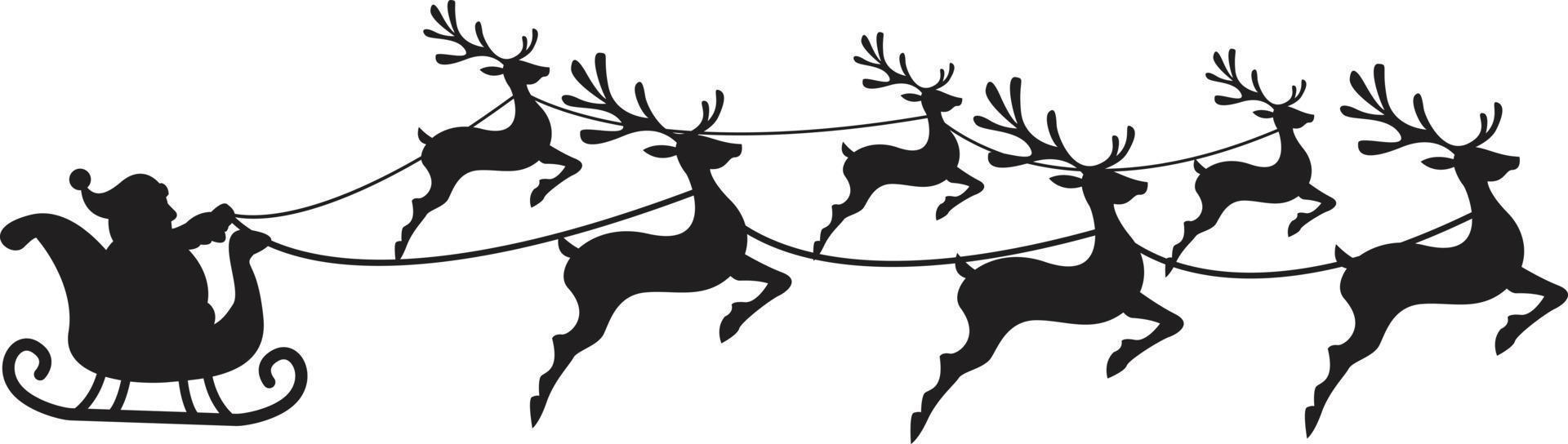 illustration de traîneau et de renne mignon santa dessiné à la main vecteur