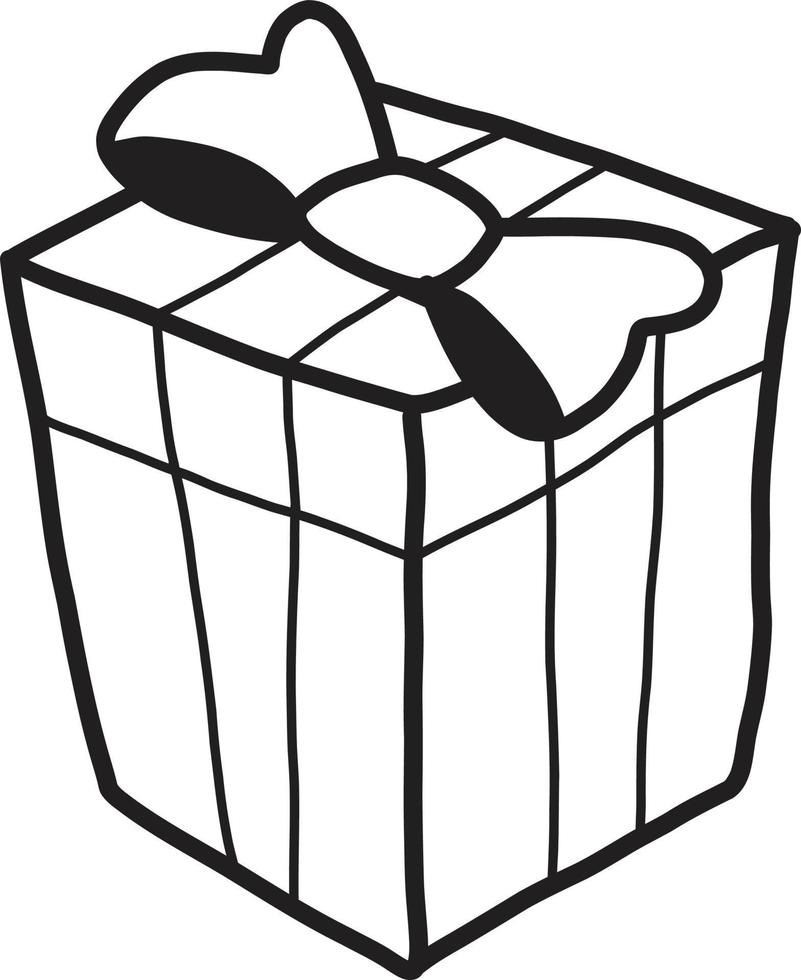 illustration de boîte de cadeau de noël carré dessiné à la main vecteur