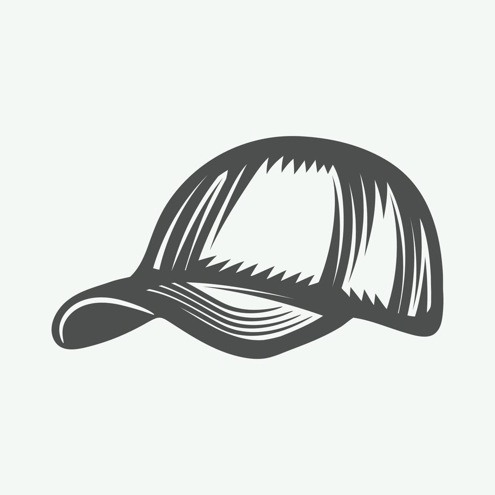 casquette de baseball vintage de style rétro. art graphique monochrome. illustration vectorielle. vecteur