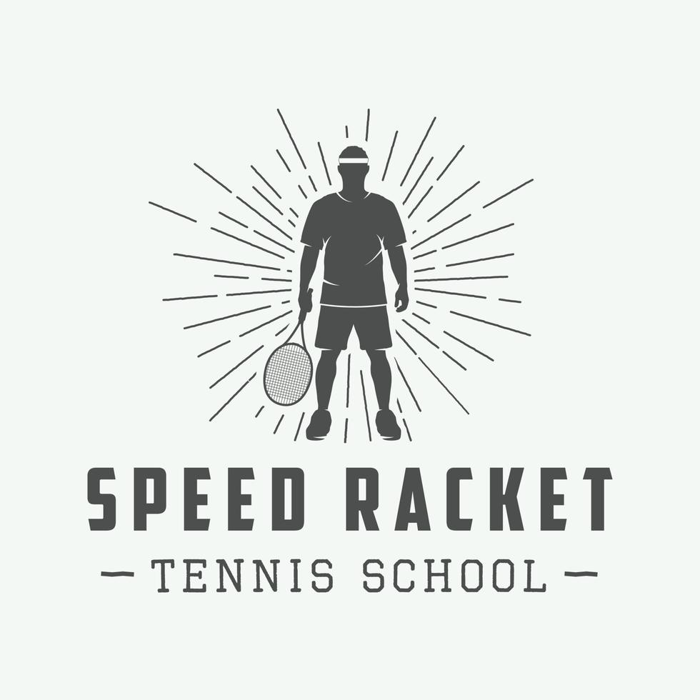 logo de tennis vintage, insigne, emblème. illustration vectorielle vecteur