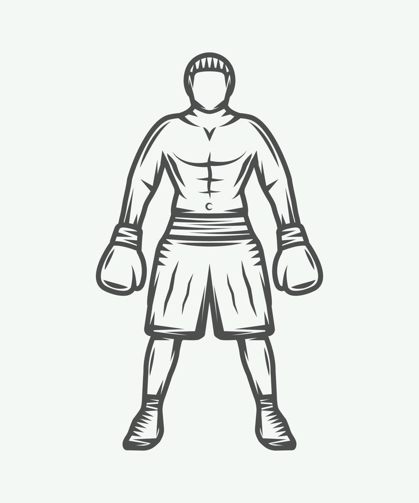 boxer rétro vintage. peut être utilisé pour le logo, l'insigne, l'emblème, la marque, l'étiquette. art graphique. illustration vectorielle. vecteur