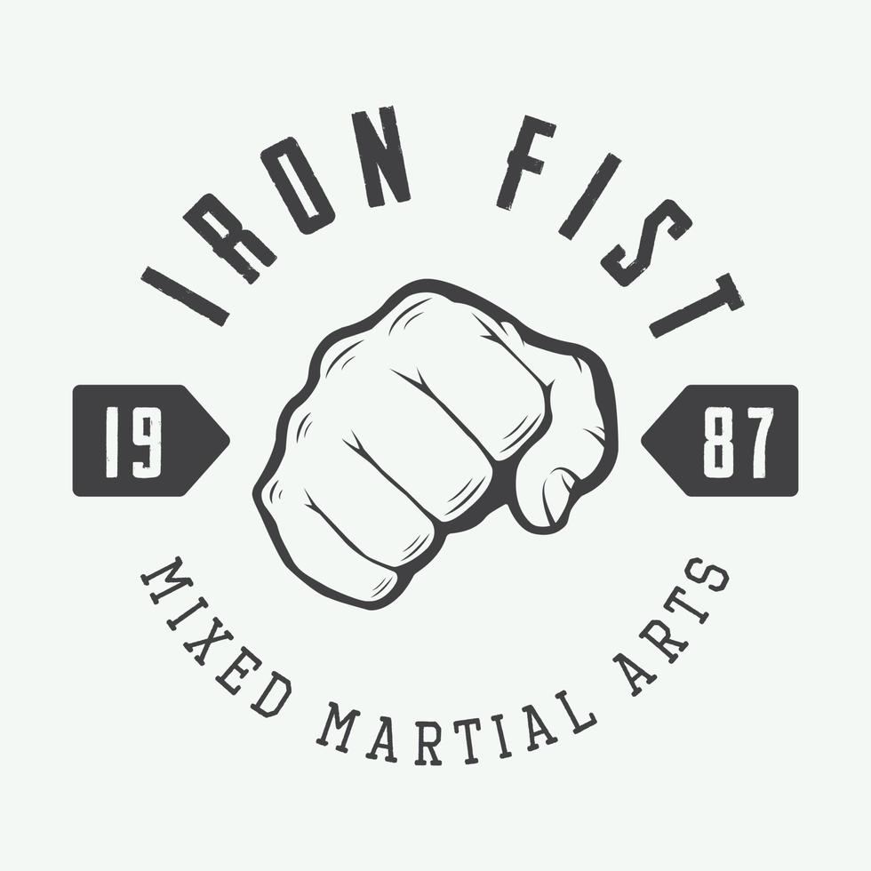 logo, insigne ou emblème d'arts martiaux mixtes vintage. illustration vectorielle vecteur