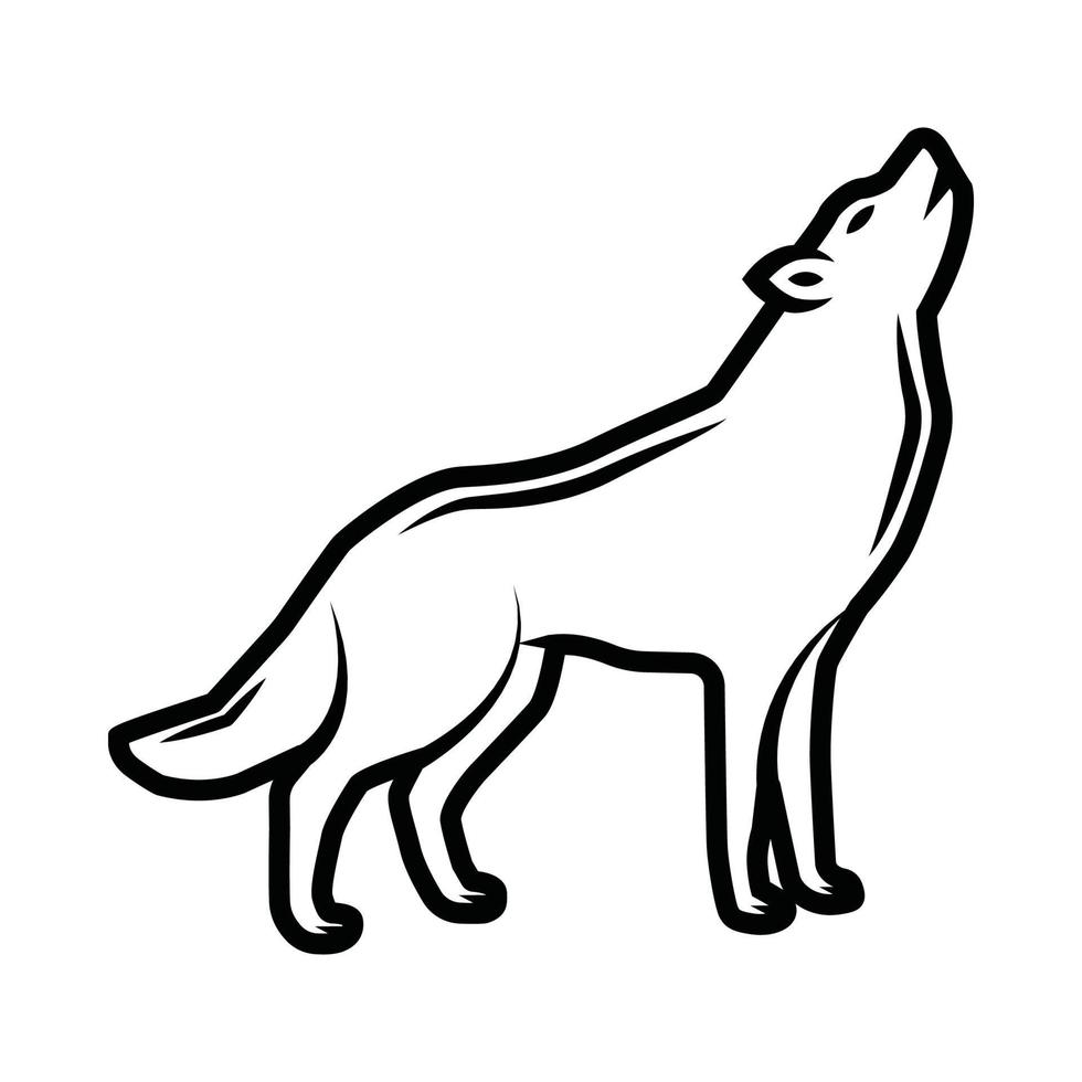 animal wolg rétro vintage pour le camping. peut être utilisé comme emblème, logo, badge, étiquette. marque, affiche ou impression. art graphique monochrome. vecteur