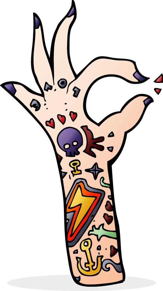 bras de tatouage de dessin animé vecteur