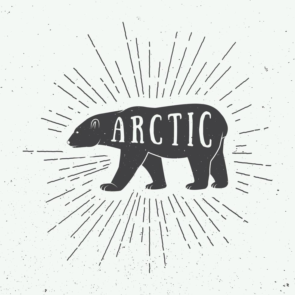 ours blanc arctique vintage avec slogan. illustration vectorielle vecteur