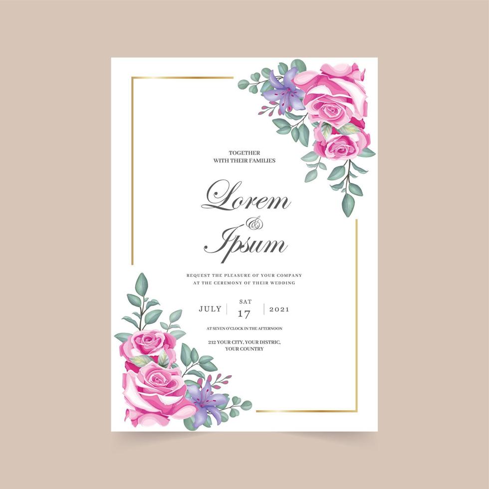 carte de conception florale d'invitation de mariage de luxe. concept d'ornement de mariage. affiche florale, inviter. carte de voeux décorative de vecteur ou arrière-plan de conception d'invitation.