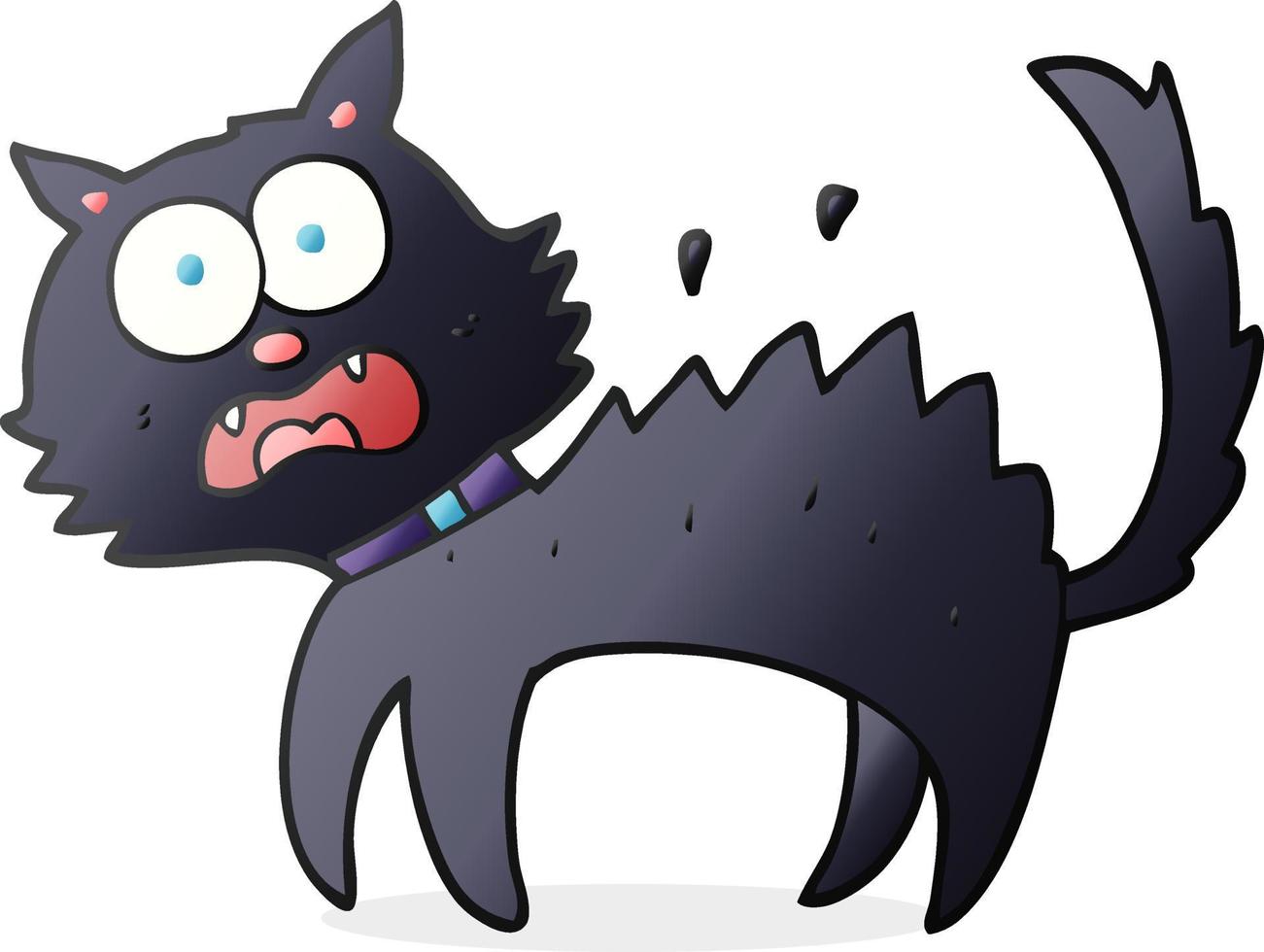 chat noir effrayé de dessin animé vecteur
