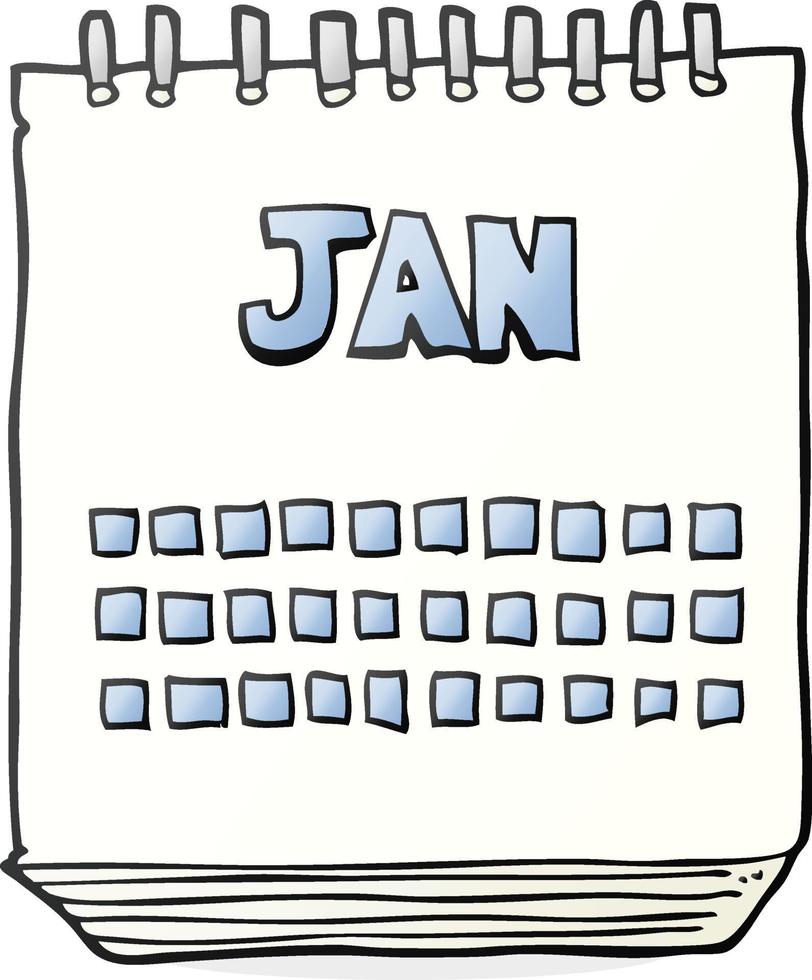 calendrier de dessin animé montrant le mois de janvier vecteur