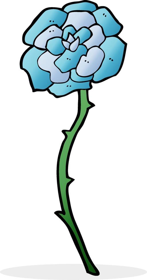 dessin animé de tatouage de fleur bleue vecteur