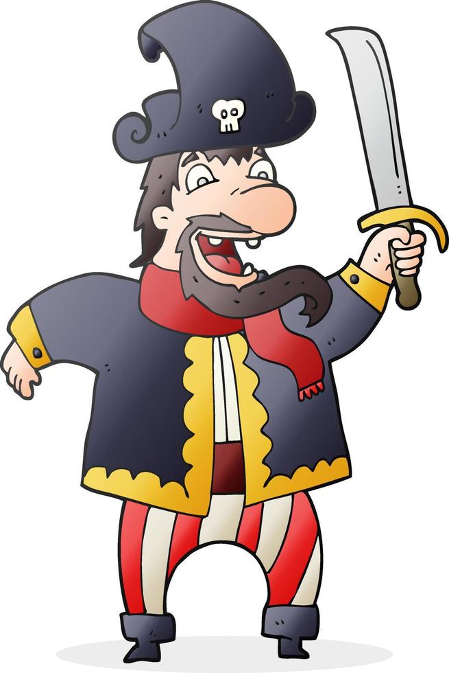 dessin animé rire capitaine pirate vecteur