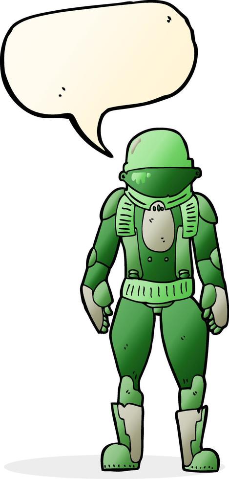 astronaute de dessin animé avec bulle de dialogue vecteur