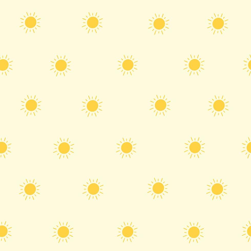 motif harmonieux de printemps ou d'été avec soleil et coeur. joli imprimé avec des symboles de la nature. modèle sans couture avec des soleils de doodle jaune dessinés à la main sur fond blanc. vecteur